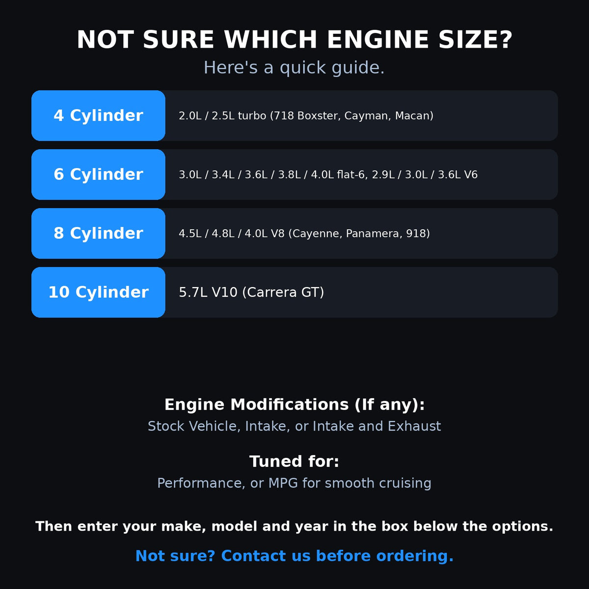 Choosing your engine size and options for a Porsche