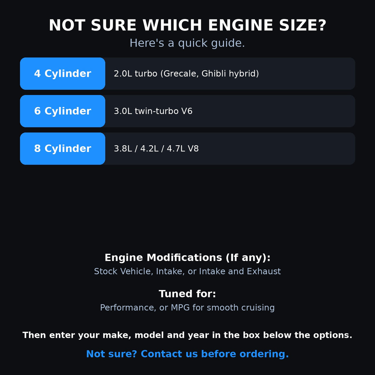Choosing your engine size and options for a Maserati