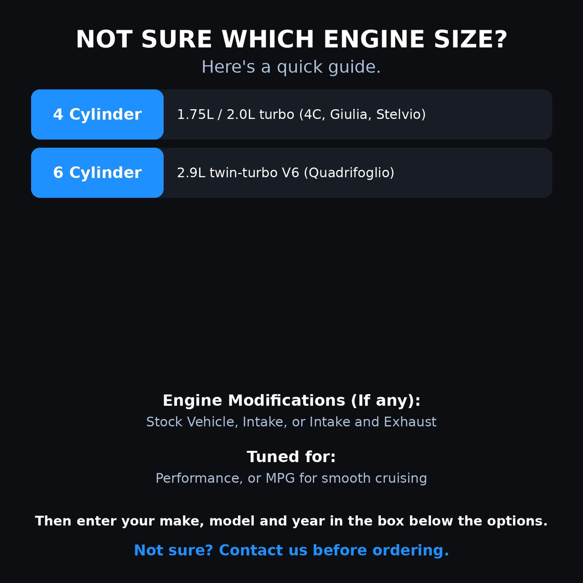Choosing your engine size and options for a Alfa Romeo