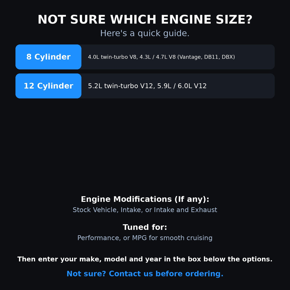 Choosing your engine size and options for a Aston Martin