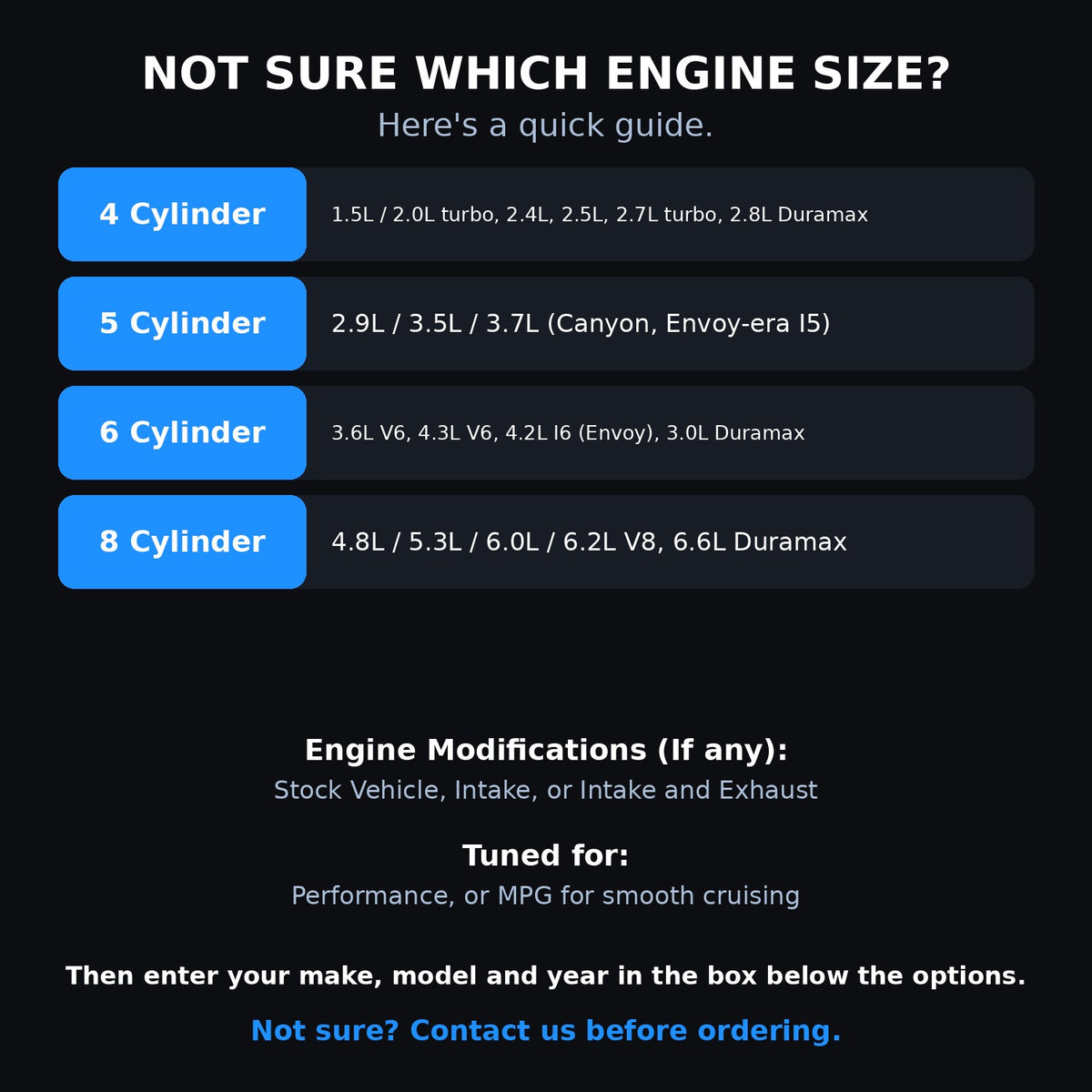 Choosing your engine size and options for a GMC
