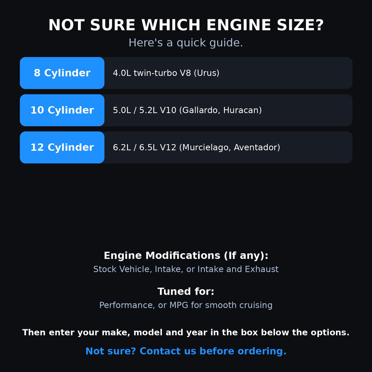 Choosing your engine size and options for a Lamborghini