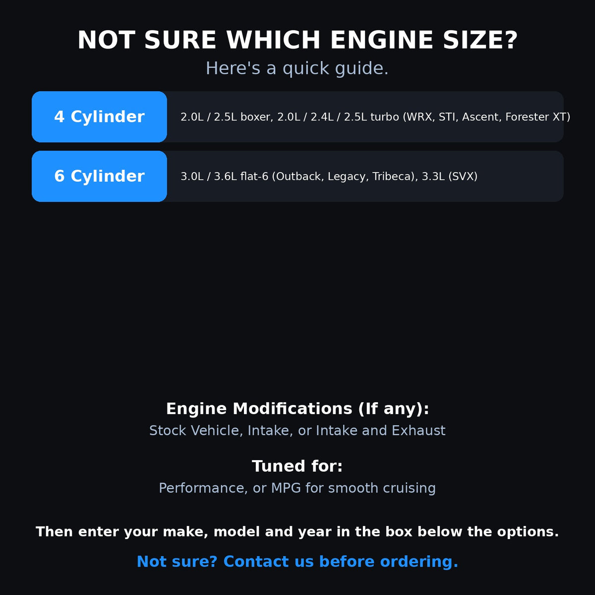 Choosing your engine size and options for a Subaru