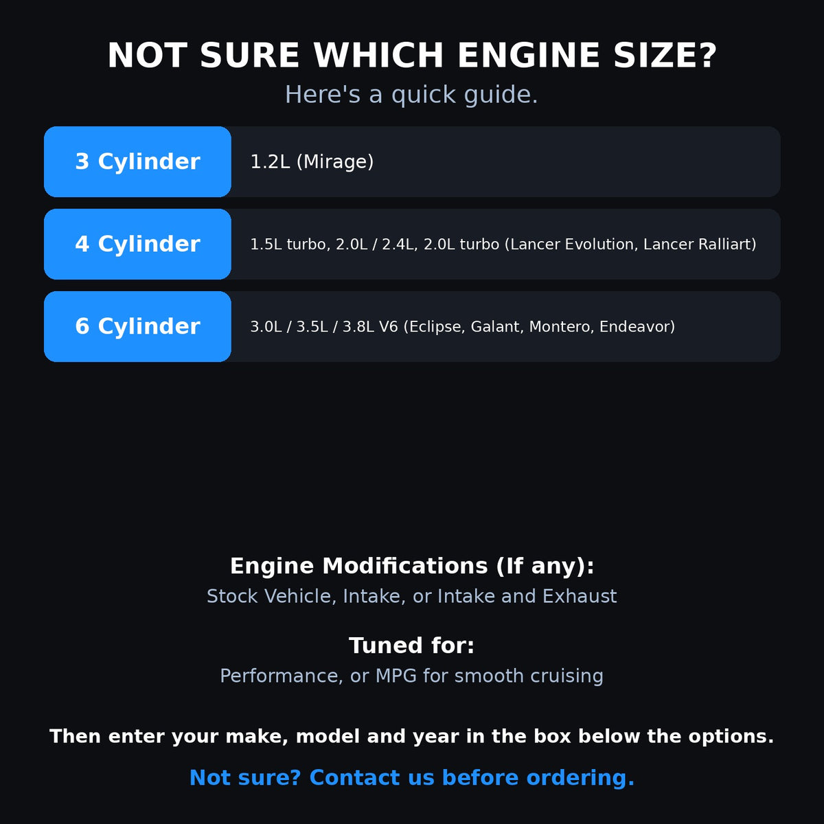 Choosing your engine size and options for a Mitsubishi