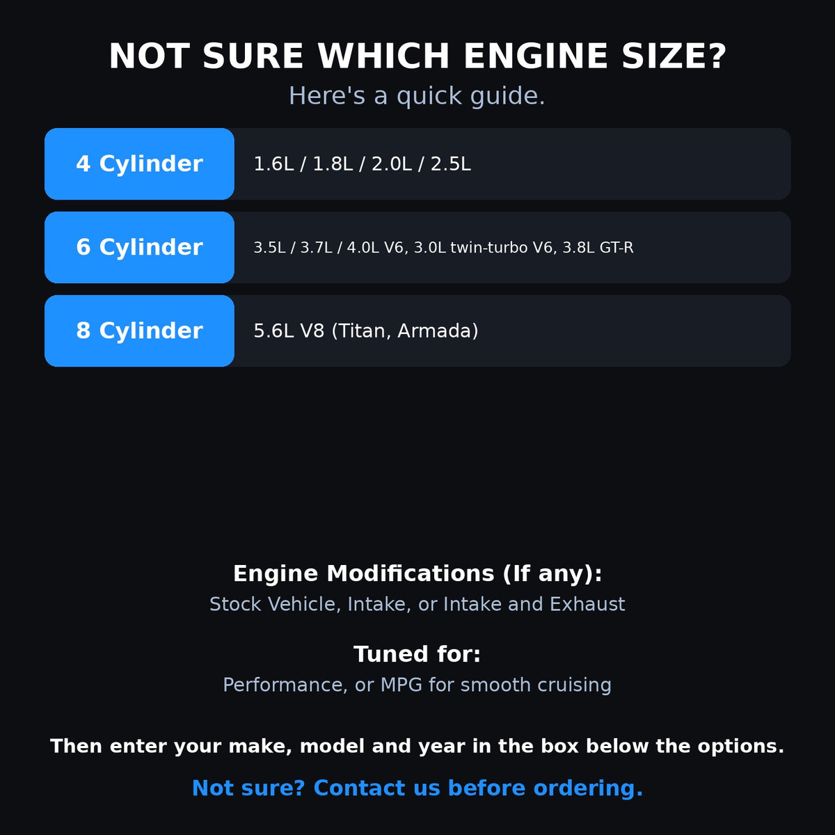 Choosing your engine size and options for a Nissan