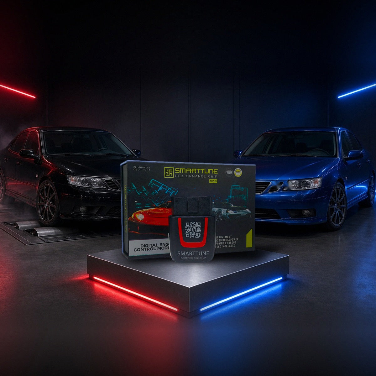 Saab Stage 2 SmartTune tuner with 9-3 and 9-5 on the dyno