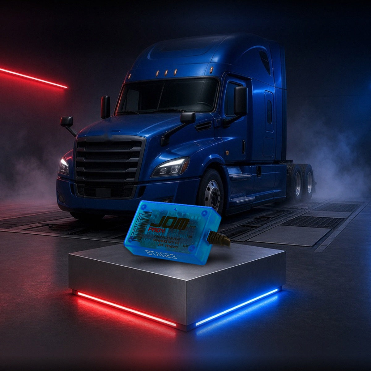 Stage 3 performance chip with a Freightliner Cascadia semi truck
