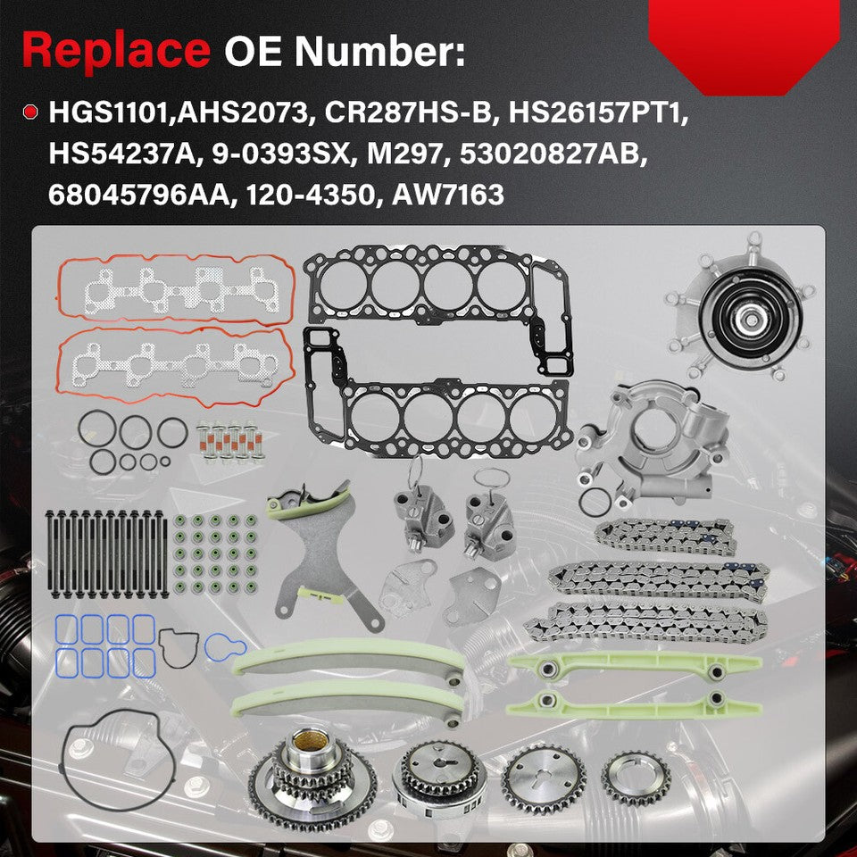 Performance Water Pump Timing Chain & Head Gasket Kit for Jeep Grand Cherokee (2004-2007) 4.7L