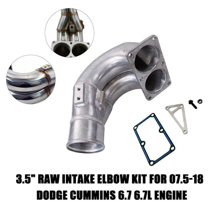 Stainless Steel 3.5" Raw Intake Elbow For Dodge Ram (2007-2018) Cummins 6.7 6.7L Diesel Engine