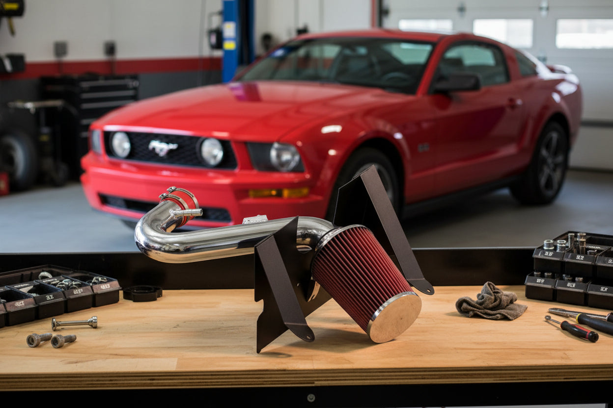 Cold Air Intake W/Heat Shield for Ford Mustang (2005-2009) with 4.0L V6 Engine Red Default Title