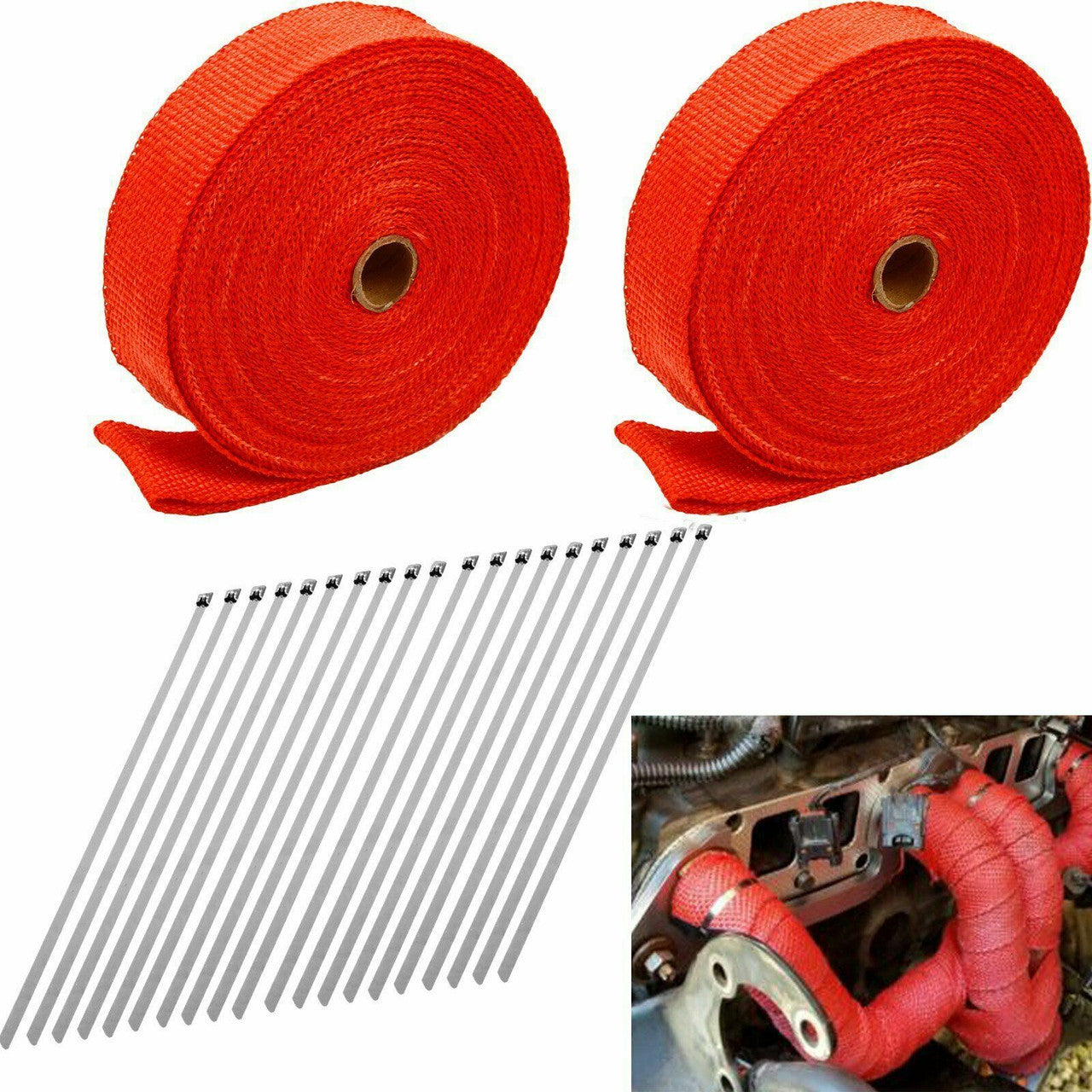 50 FT Thermal Wrapping Red Heat Tape for Exhaust Manifold Headers