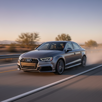 Square image of A 2015–2025 A3 2.0L Turbo driving very fast showing excitement