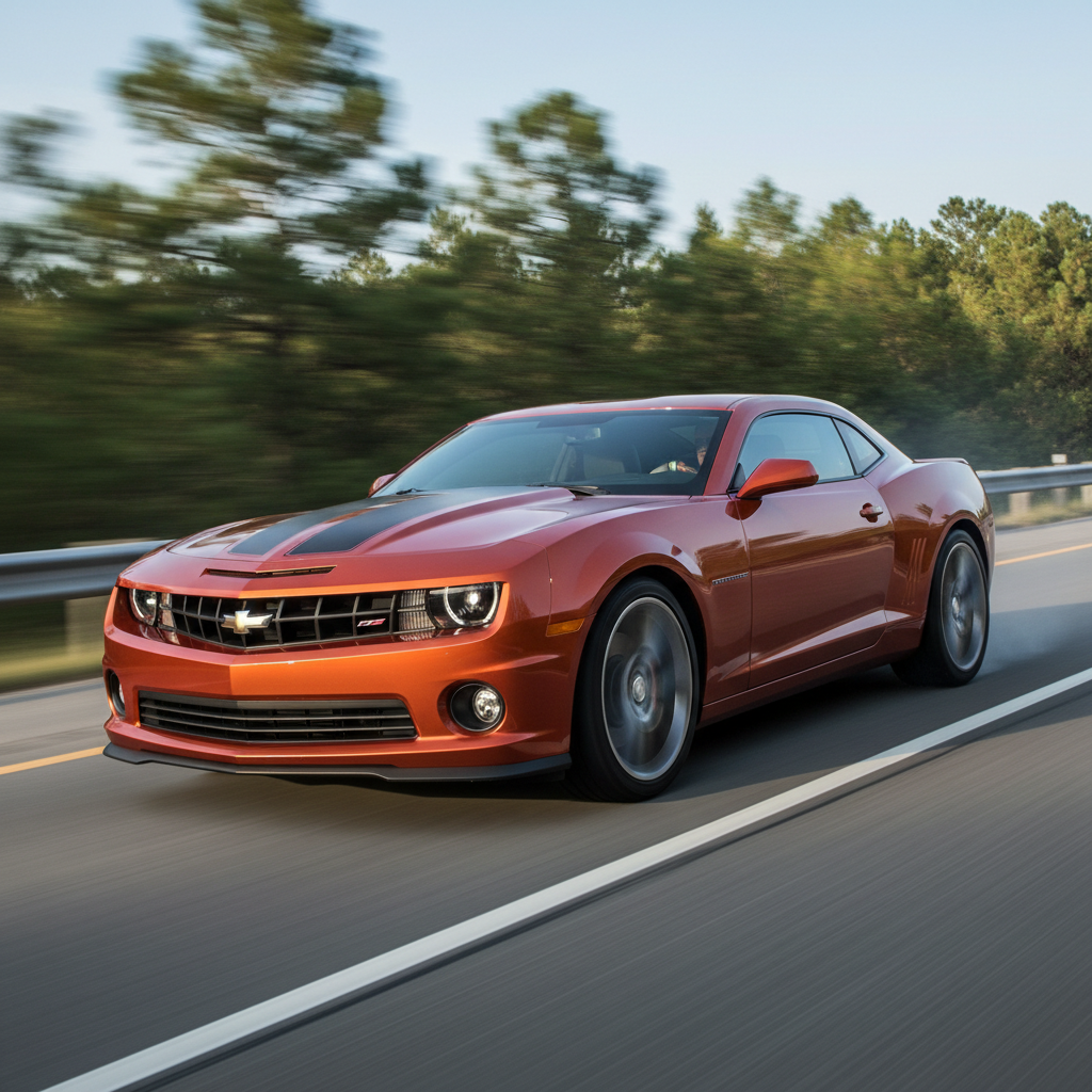 Square image of a Chevrolet Camaro 2012 3.6L driving fast