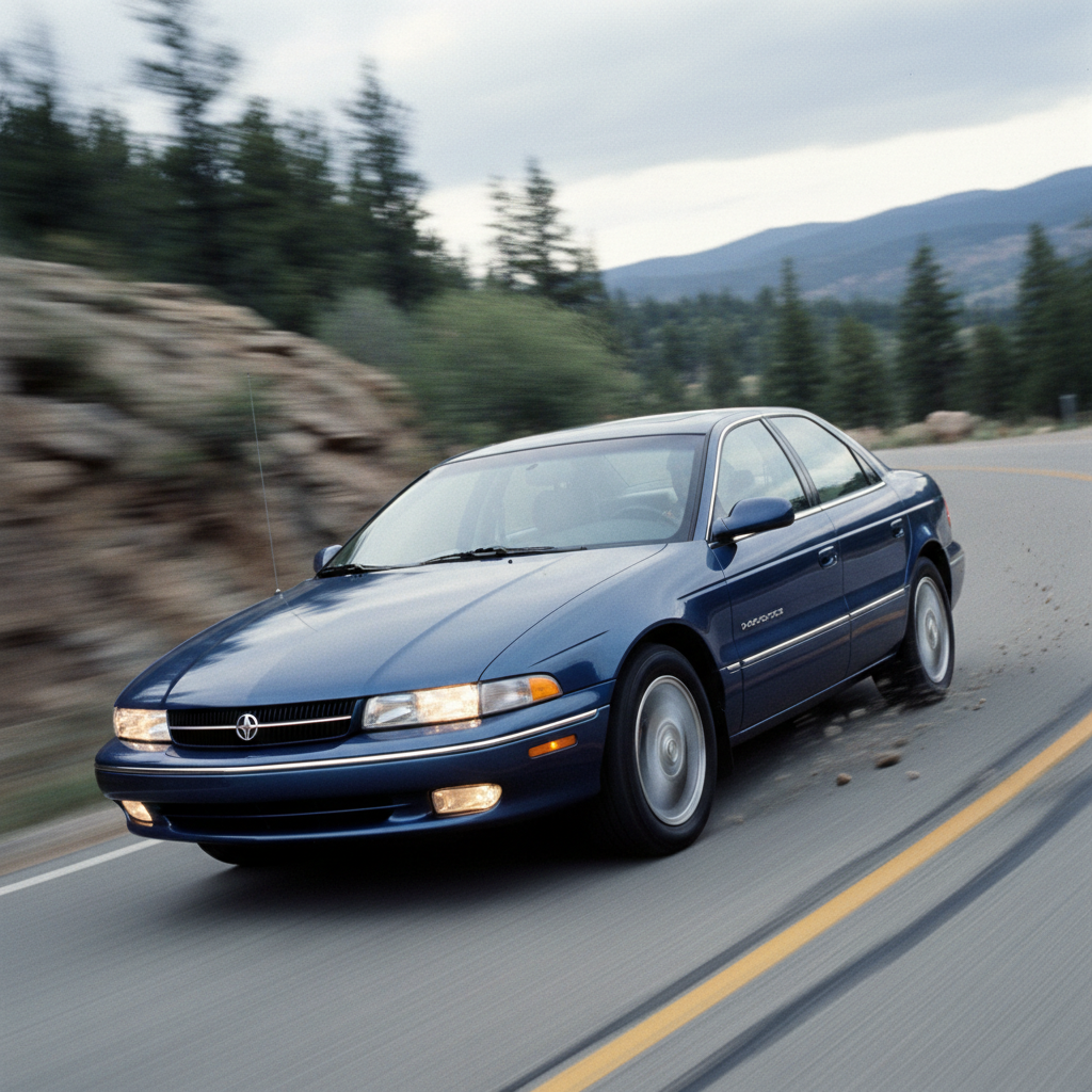 Square image of a Eagle Vision (1993-1997) driving fast showing speed