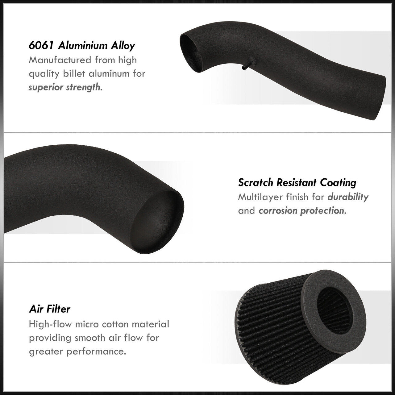 Cold Air Intake For Hyundai Tiburon GT SE (2003-2008) V6 Engine Black